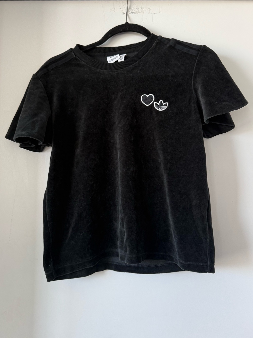 Adidas Black Heart Logo velour tee